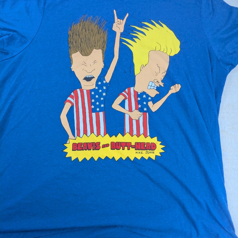 Beavis and Butt-Head 4th Of July American Flag tshirts Blue Tee Size 3X